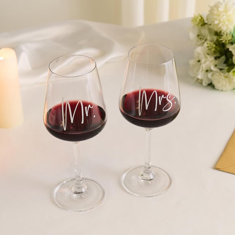 Engagement Gift Set – Whiskey & Wine Glasses with Diamond Wine Stopper