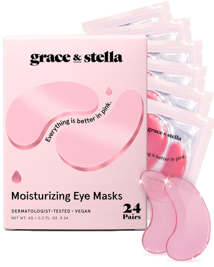 Under Eye Hydrating Patches for Dark Circles & Puffiness (24 Pairs, Pink)