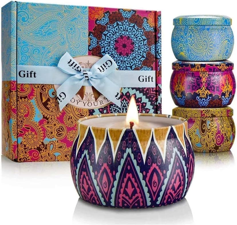 4-Pack Scented Candles Gift Set with Essential Oils – 120H Burn Time
