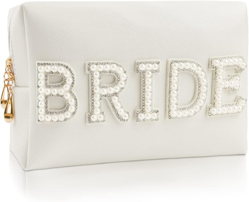 Bride Pearl Rhinestone Makeup & Toiletry Bag