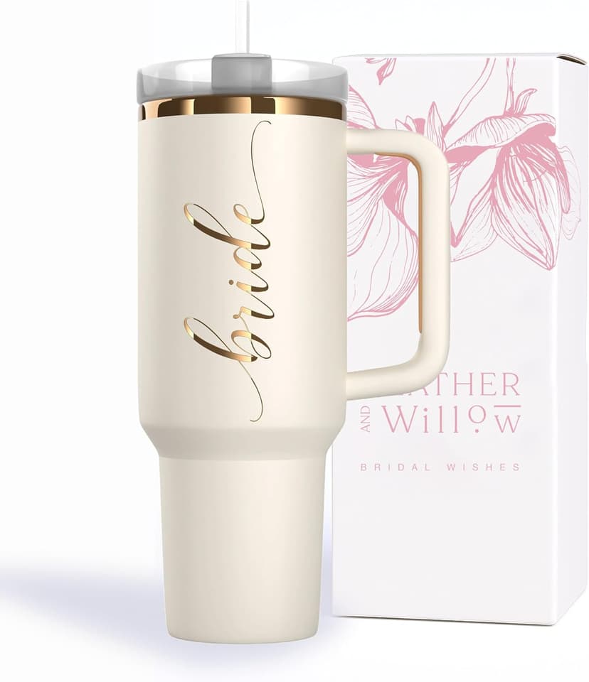 40 oz Bride Tumbler with Straw and Lid – Insulated Stainless Steel