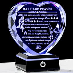Crystal Heart Marriage Prayer Plaque with LED Color Base