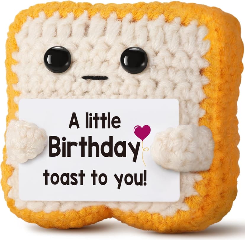 Birthday Toast Crochet Gift with Built-In Greeting Card