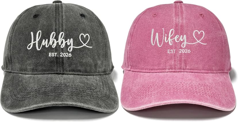 Couple Matching Baseball Hats for Grandpa & Grandma, Hubby & Wifey, and More