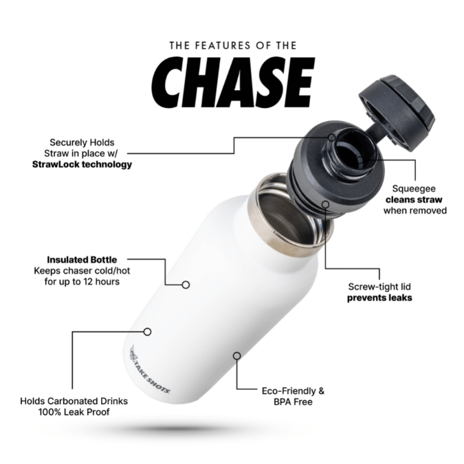 The Chase 1 PC Stainless Steel Bottle for Ice Cold Drinks Arctic White