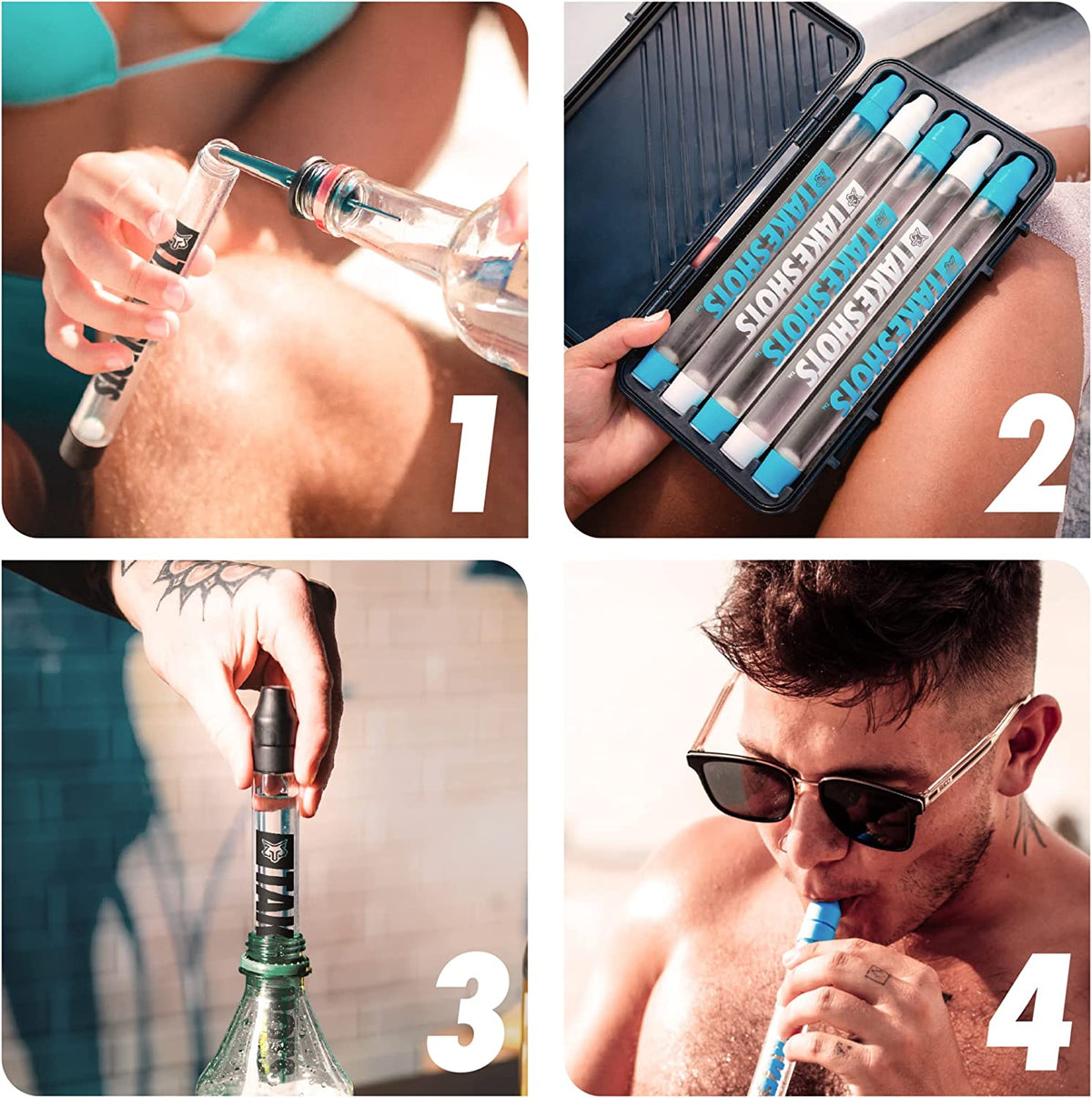 Shot Straw, Shot Holder & Straw Reusable Take Drinking Straws Graduated  Cocktail Tube For the Beach Pool & Parties Works Alcohol Liquor with All